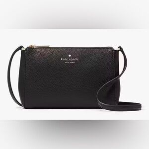 NWT Leila Mini Top Zip Crossbody, black, 100% pebbled leather